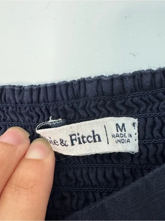 Medium Abercrombie & Fitch Dark Navy Blue Mini Dress Adjustable Straps Pockets - Picture 8 of 14